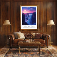 Victoria Falls Sunset Travel Poster