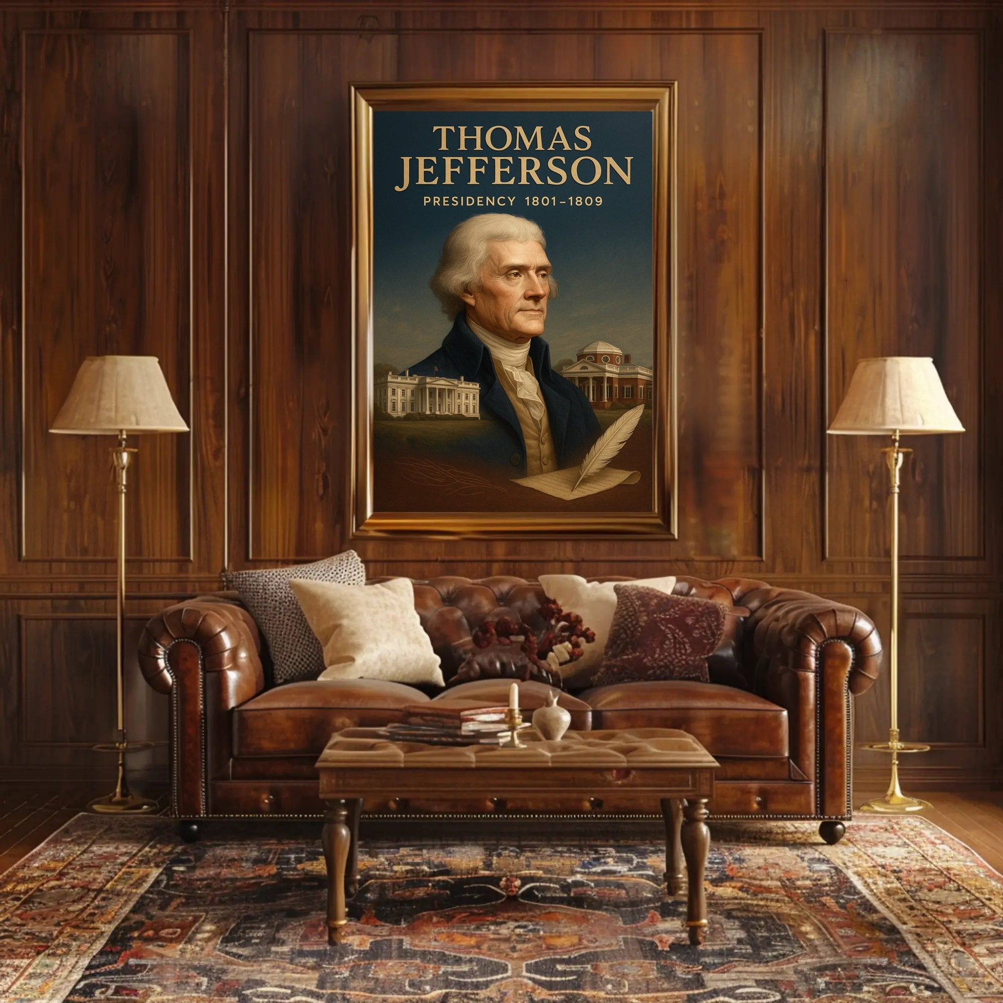 Thomas Jefferson Vintage Presidential Art Print - Historical Poster