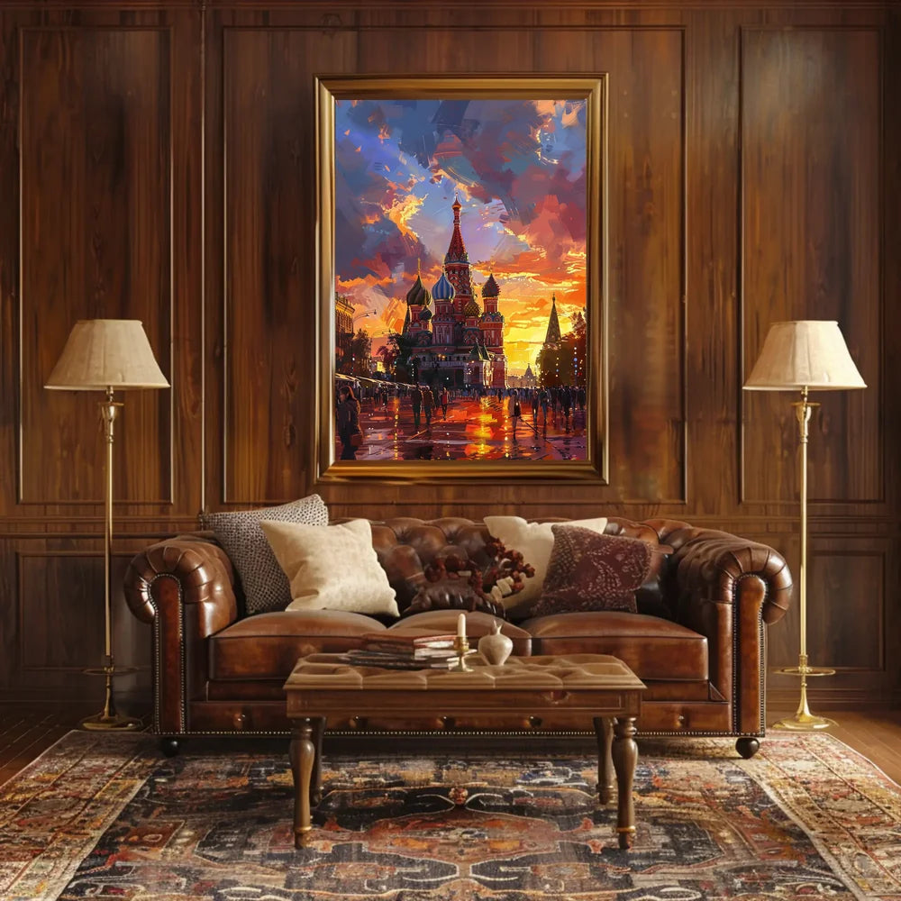 Saint Basil's Cathedral Impressionistic Sunset Poster