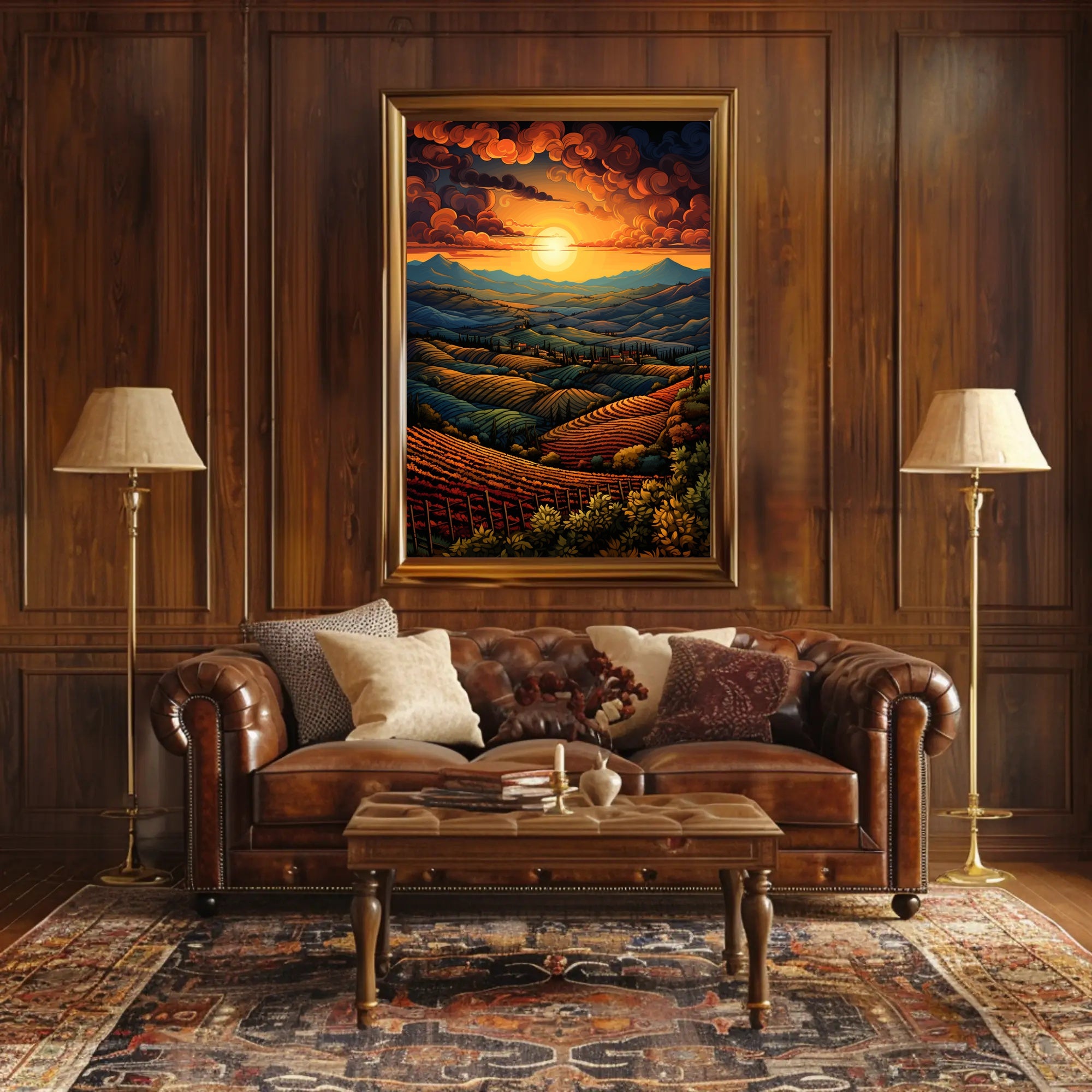 Sunset Over Rolling Hills Poster