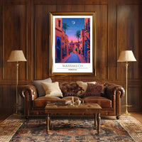 Marrakech Street Scene Evening Travel Poster