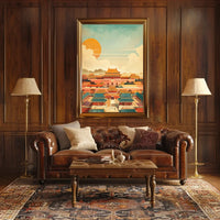 Classic Chinese Architecture: Art Poster with Vibrant Colors