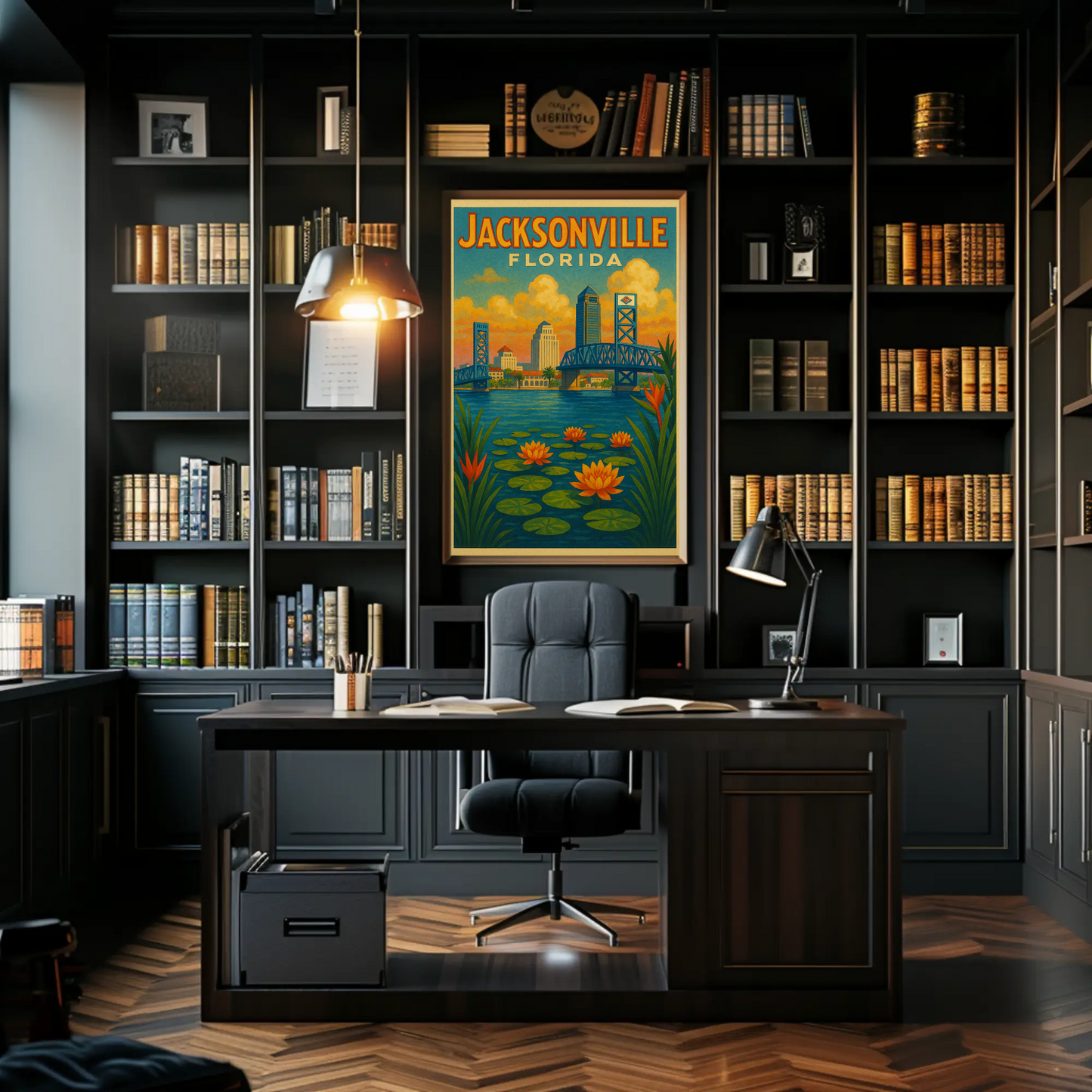 Jacksonville Florida Waterfront Travel Poster