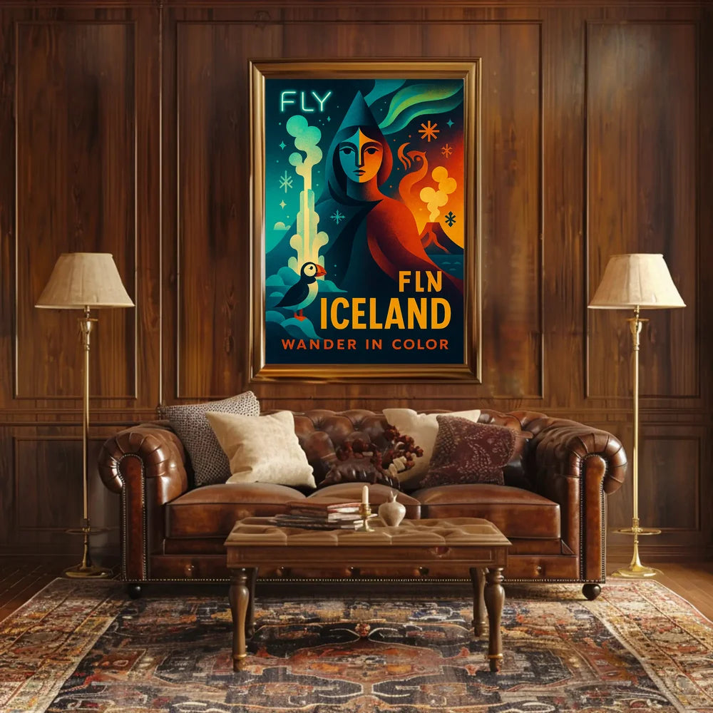 Iceland Adventure Fly and Wander Travel Poster PosterGoat