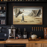 Desert Solitude: Surrealistic Sci-Fi Landscape Art Poster