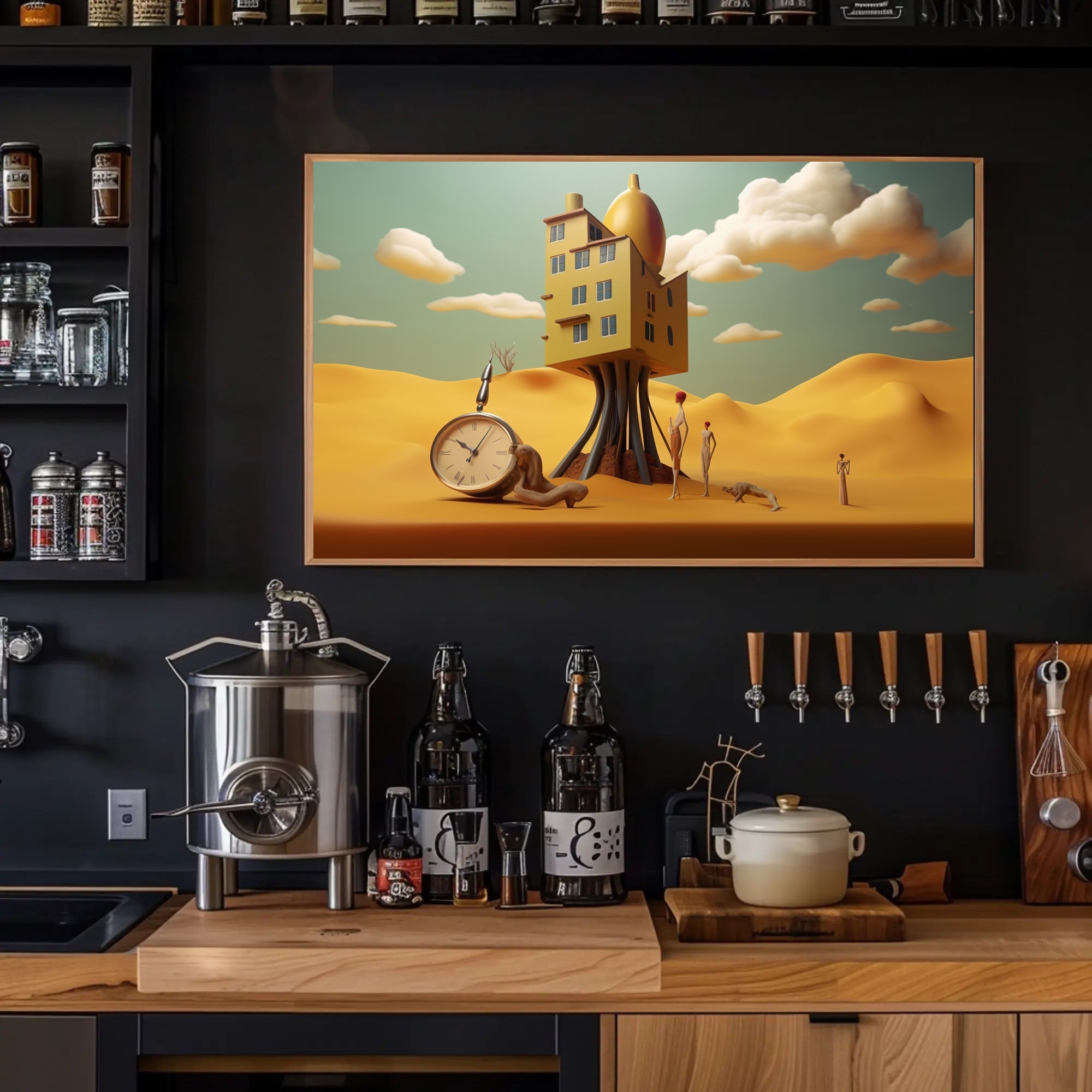 Surreal Dreamlike Landscape with Elevated House Artistic Poster