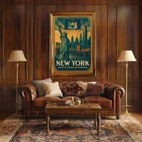 New York City Poster Vintage Iconic Travel Wall Art