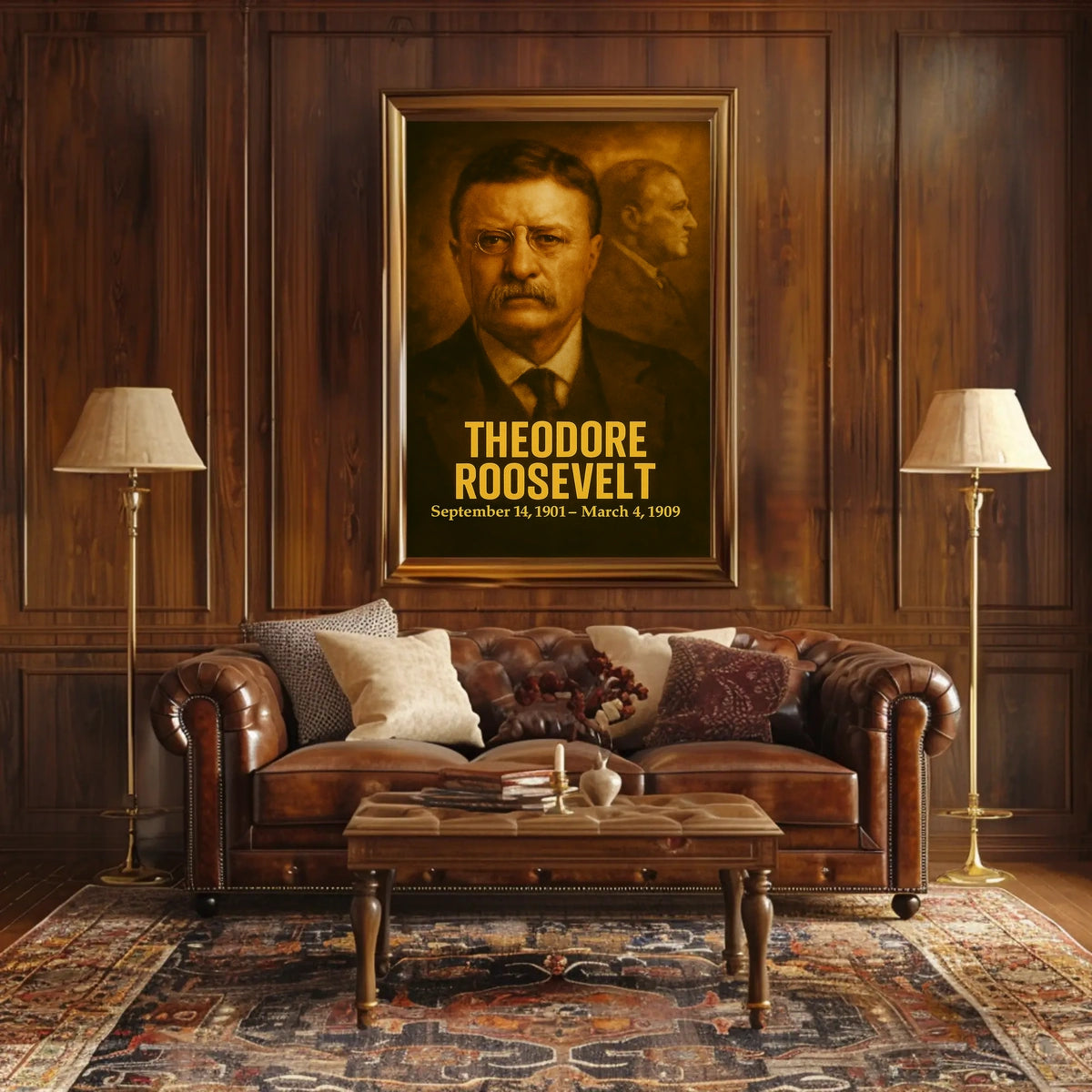 Theodore Roosevelt Poster Vintage Analog Film Aesthetic Presidential Portrait Wall Art Historical Print