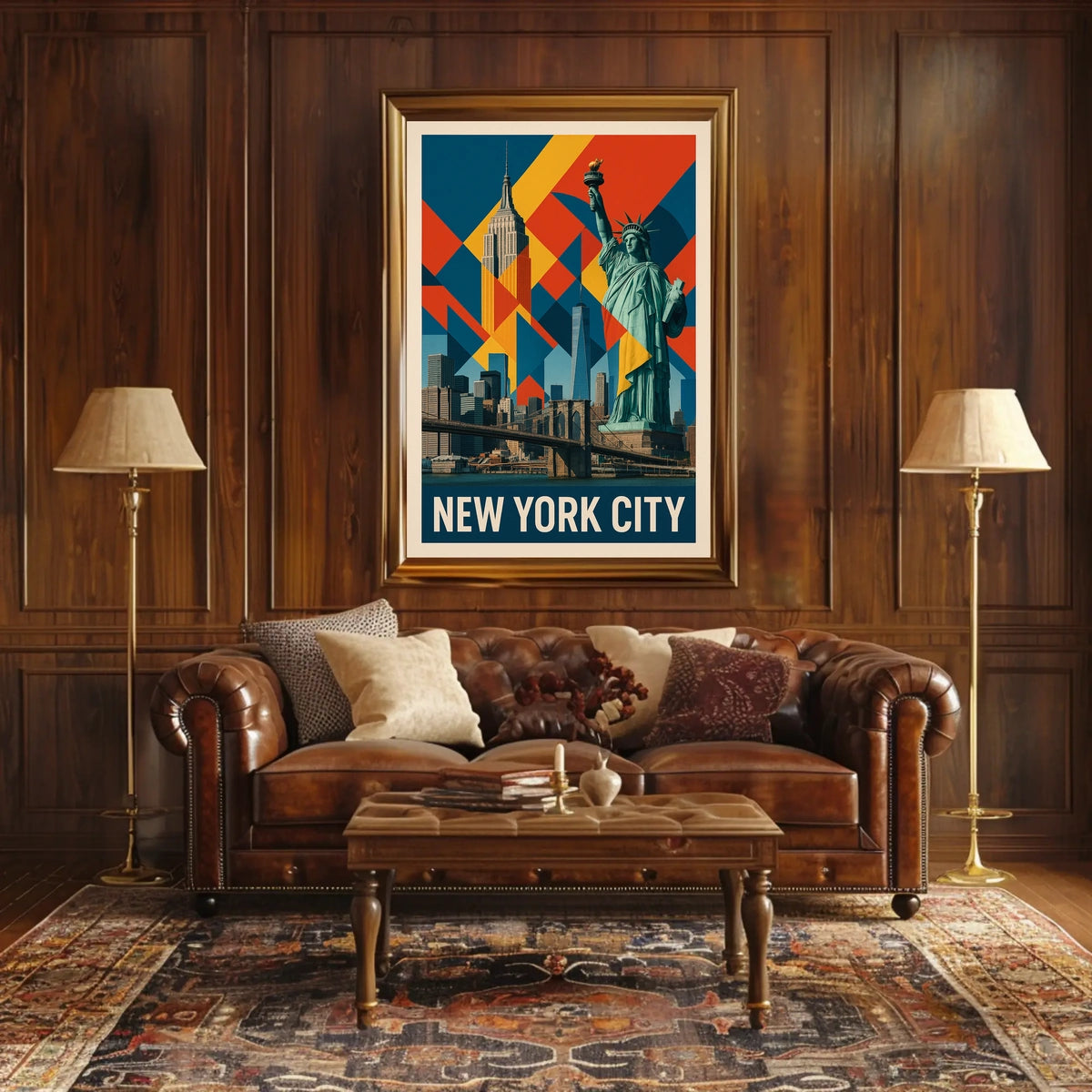 New York City Iconic Landmarks Poster Modern Wall Art