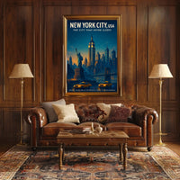 New York City Energy Urban Skyline Poster Vintage Wall Art
