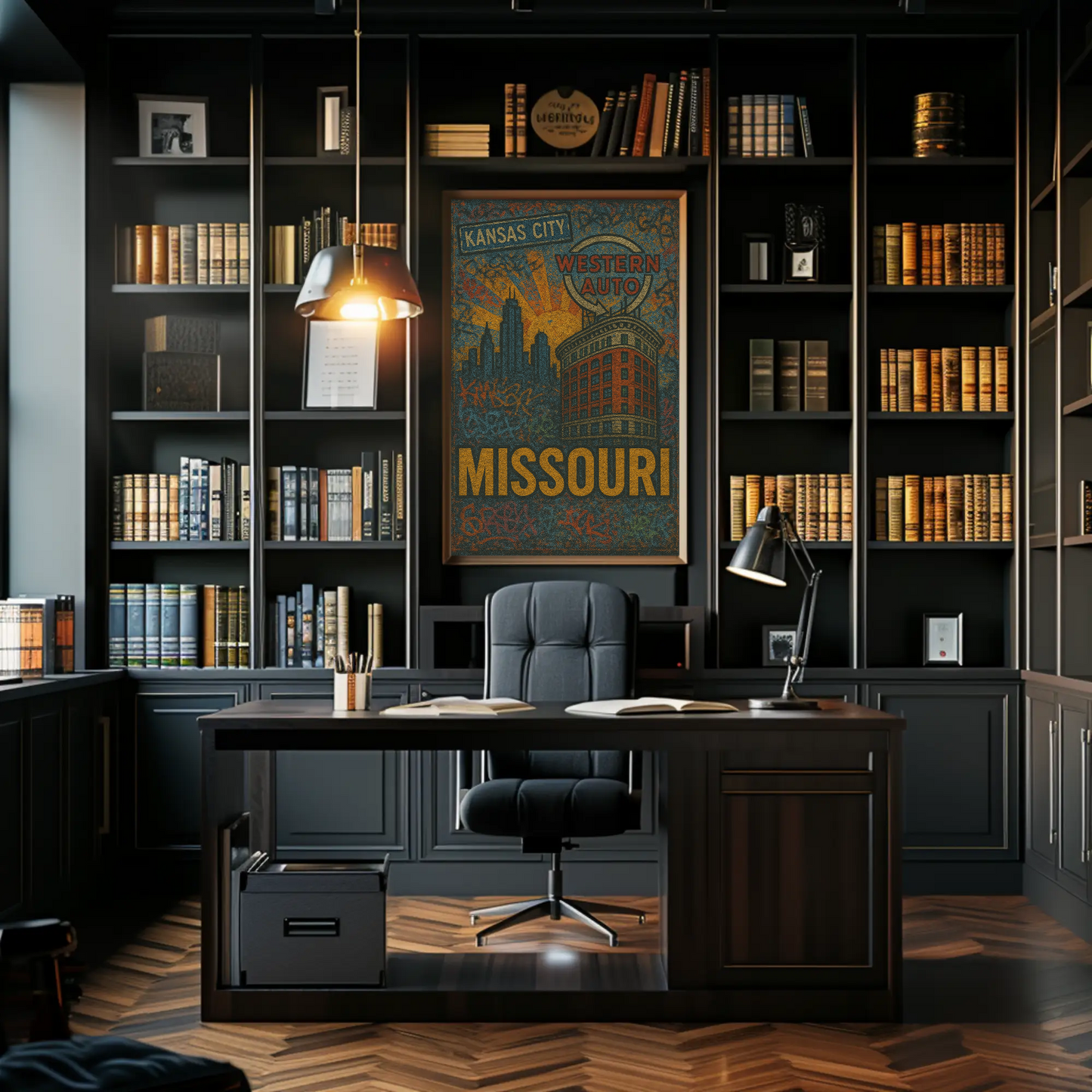 Kansas City Missouri Western Auto Urban Grunge Travel Poster