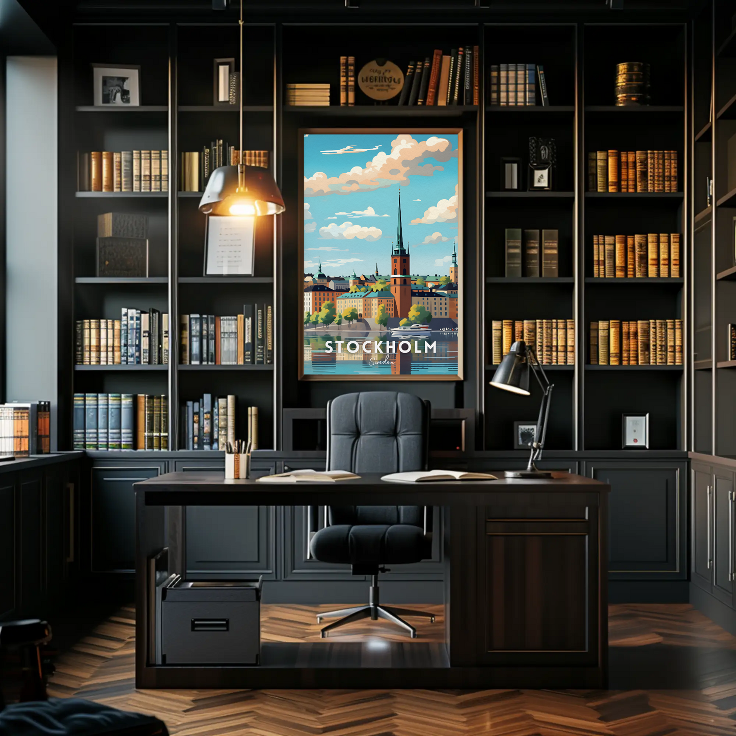 Stockholm Waterfront Skyline Travel Poster