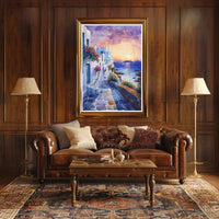 Sunset in a Coastal Village Poster PosterGoat