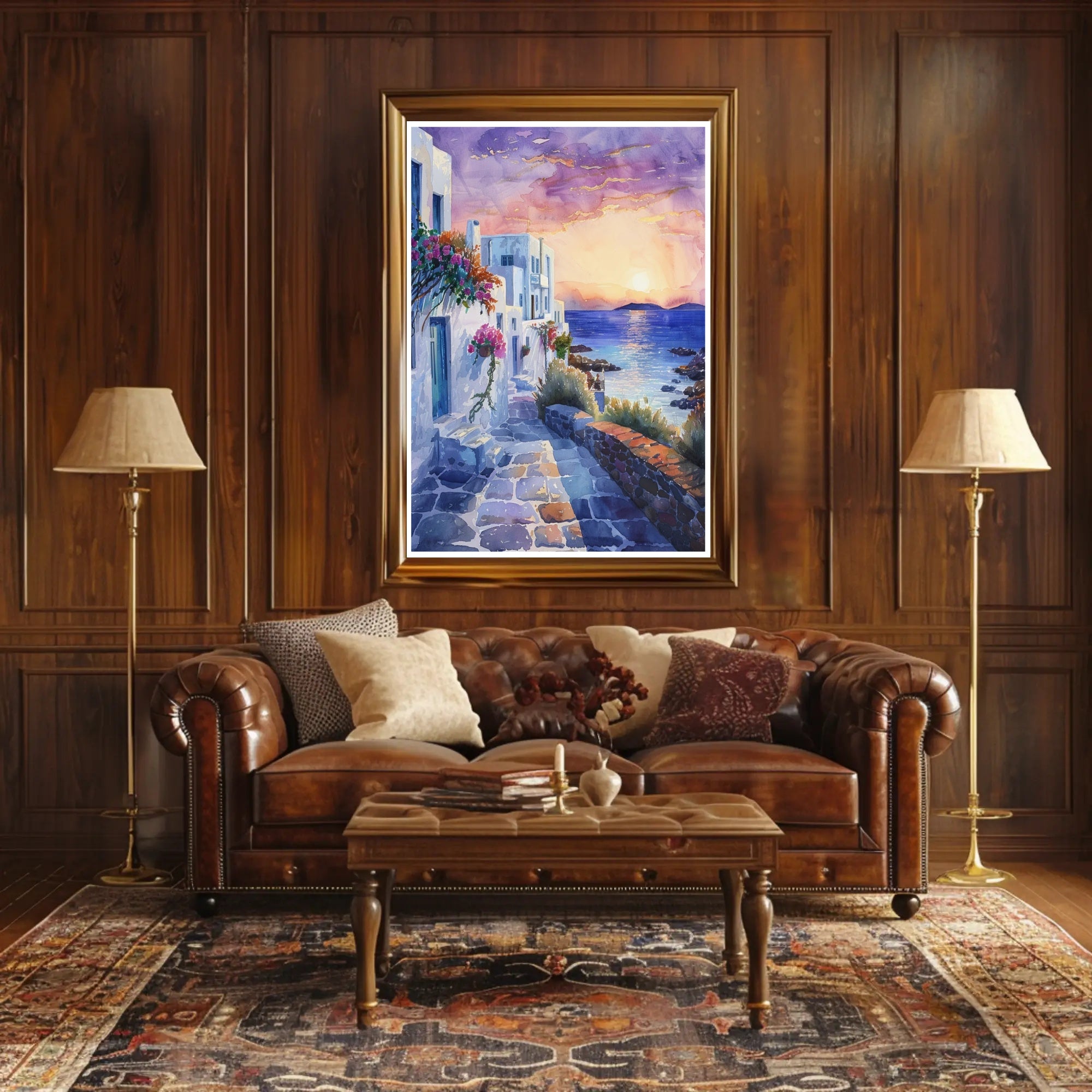 Sunset in a Coastal Village Poster PosterGoat