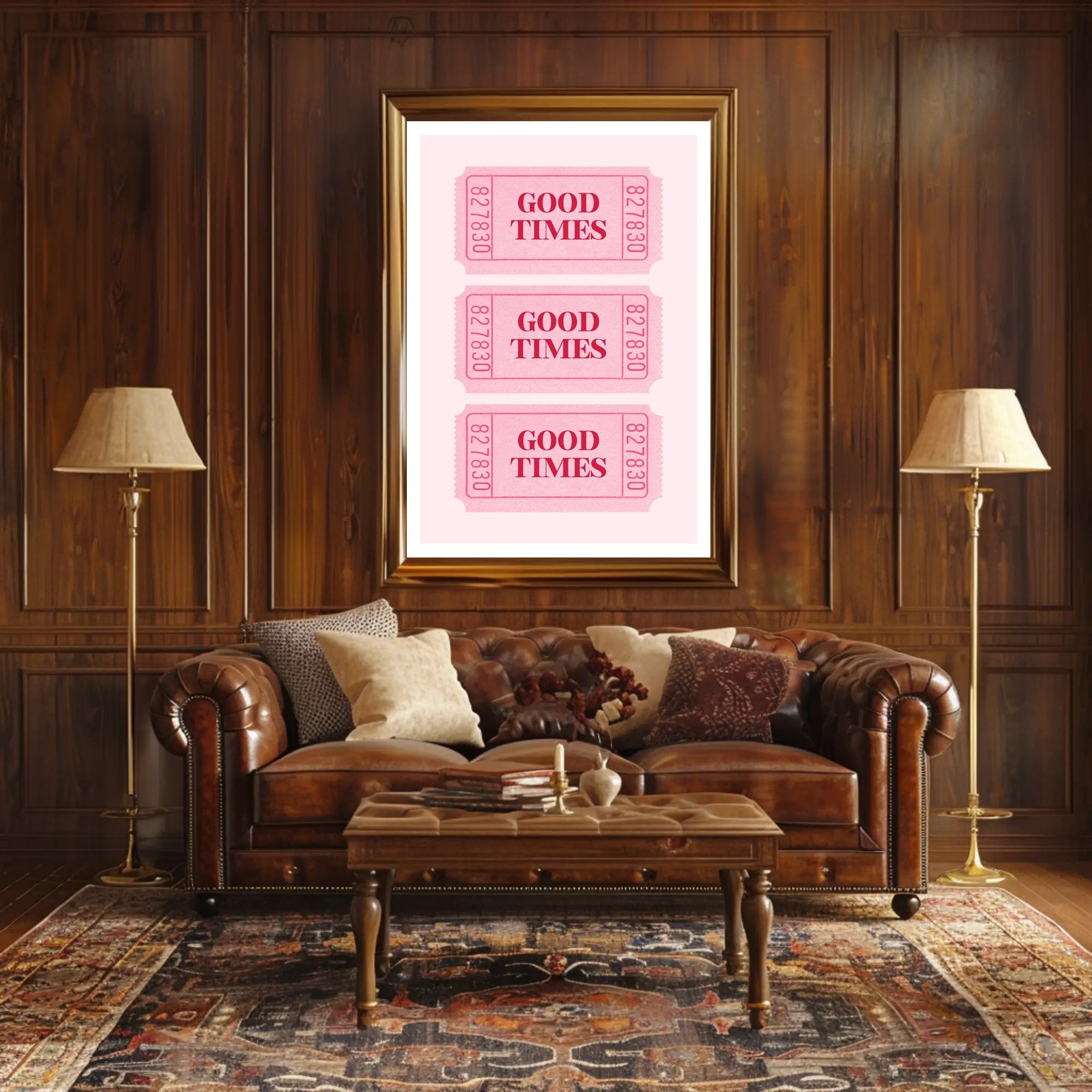 Good Times Nostalgic Pink Tickets Pop Culture Poster PosterGoat