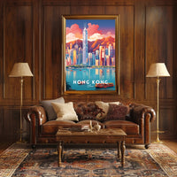 Hong Kong Skyline Vibrant Urban or Cityscape Poster