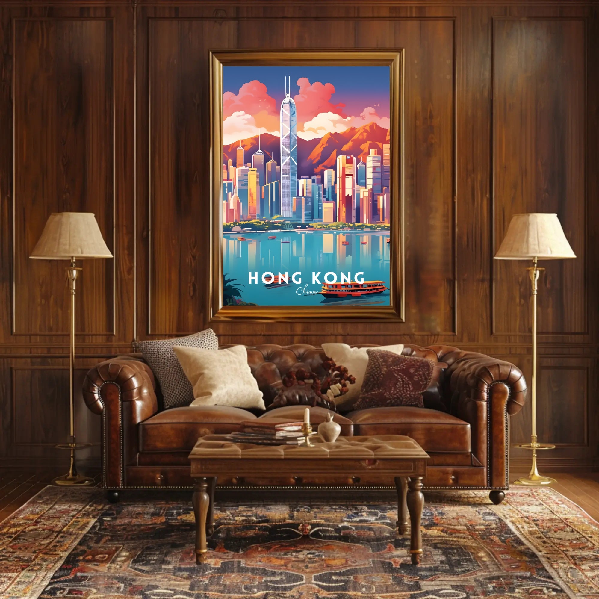 Hong Kong Skyline Vibrant Urban or Cityscape Poster