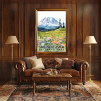 Mount Rainier Watercolor Wall Art Poster