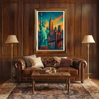 New York City Geometric Skyline Poster Modern Wall Art