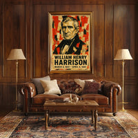 William Henry Harrison 9th President of the United States Layered paper Collage Poster