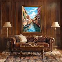 Venice Canal Scene Vibrant Modern Art Poster