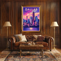 Dallas Skyline at Sunset Poster