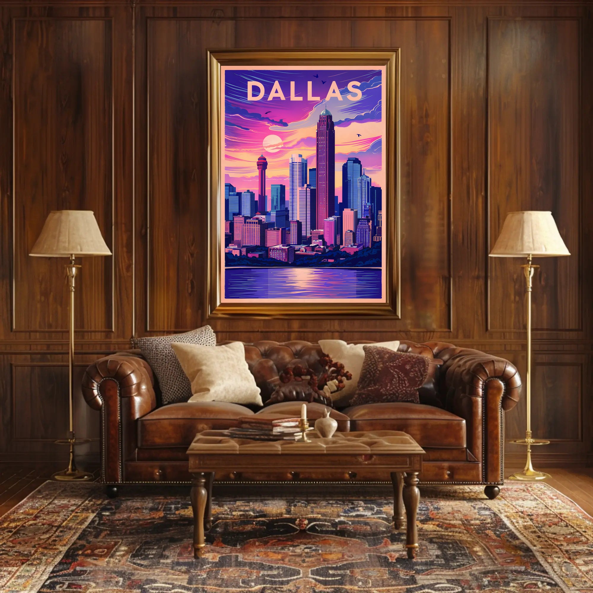 Dallas Skyline at Sunset Poster
