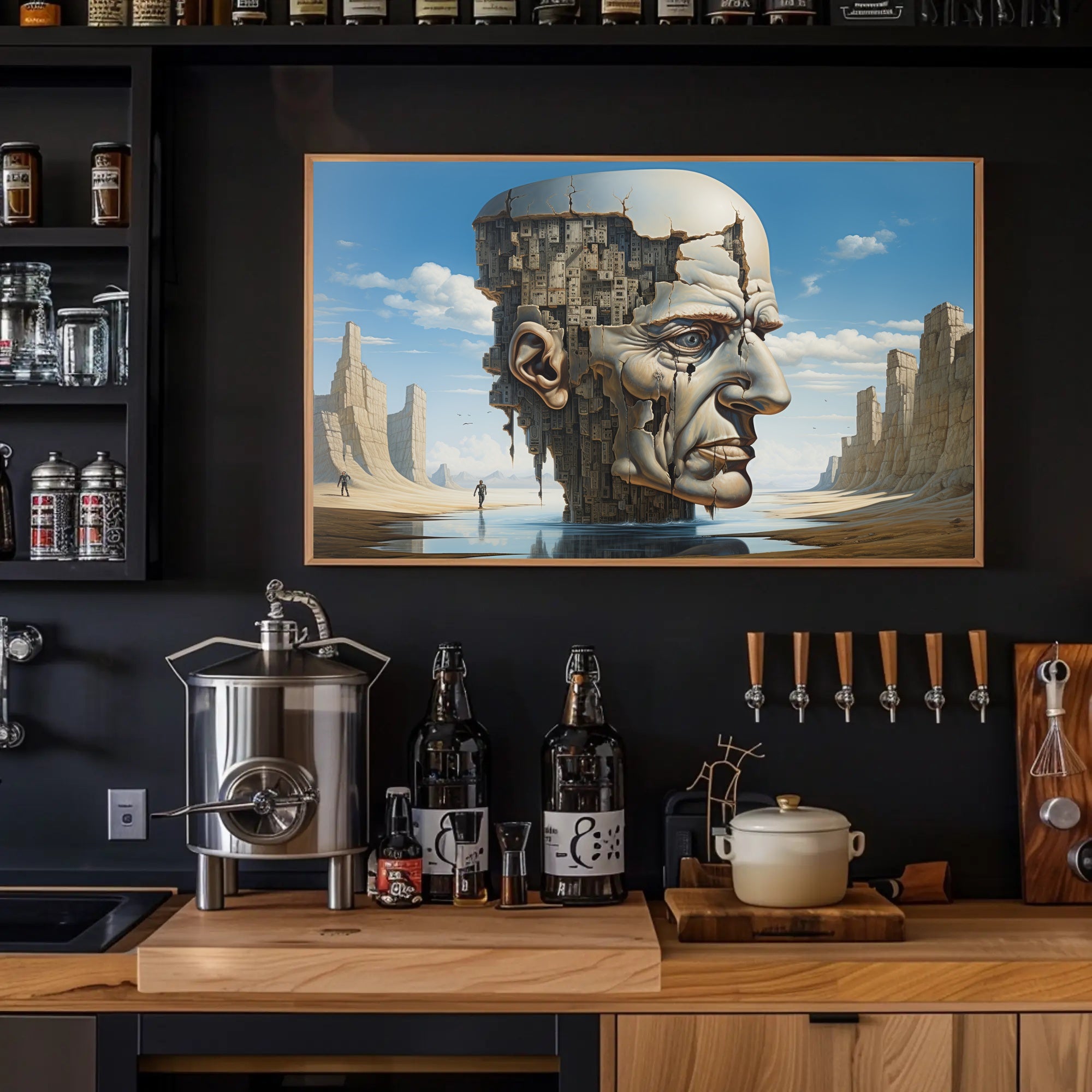 Surreal Desert Urban Head Artistic Poster