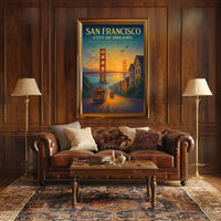 Golden Gate Bridge Sunset Urban or Cityscape Poster