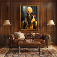 Cybernetic Sentinel In The Rain Poster PosterGoat