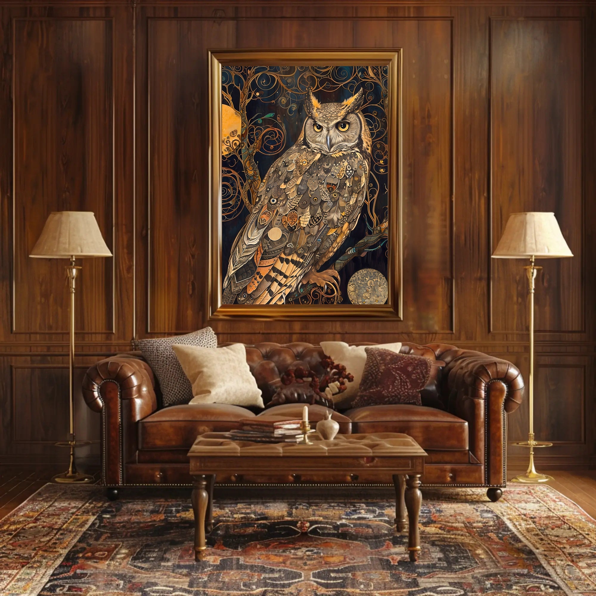 Intricate Owl Fantasy Surrealism Art Print Fantasy or Mythology Poster