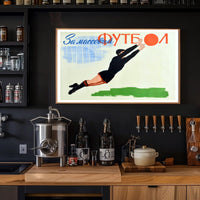 Dynamic Soviet Goalkeeper Action in Vintage Sports Poster