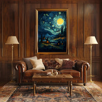 Starry Night Village Poster