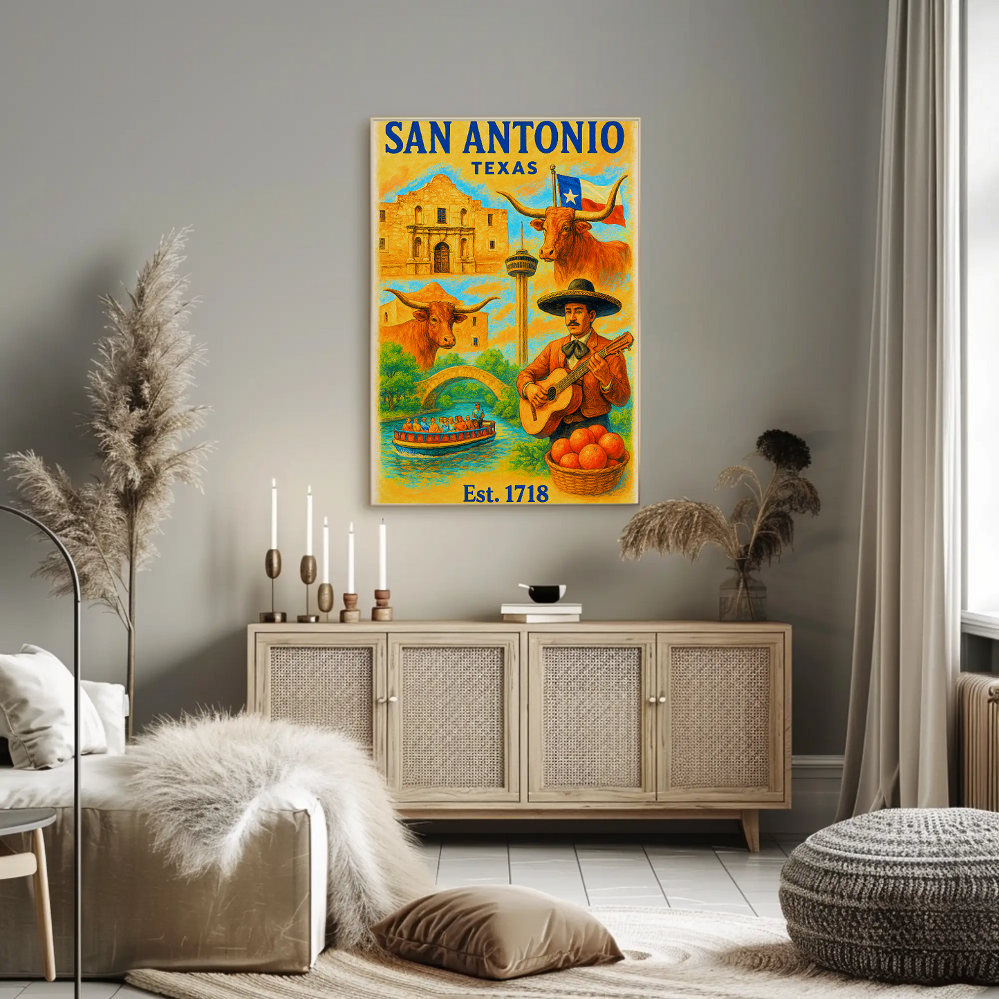 San Antonio Texas Poster With Alamo Vintage Travel Poster
