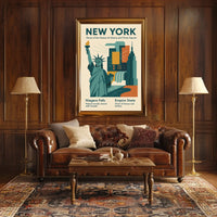 New York Icons Poster Modern Travel City Skyline Wall Art