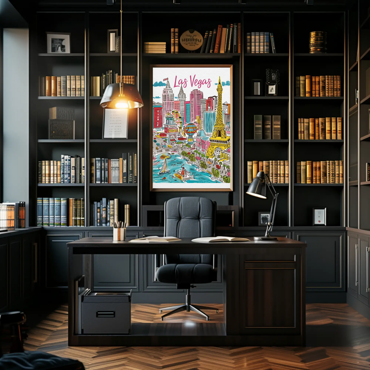 Las Vegas Nevada Bright Lights City Skyline Travel Poster