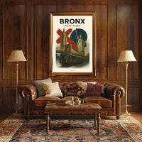 New York City Bronx Cityscape Poster Vintage Wall Art