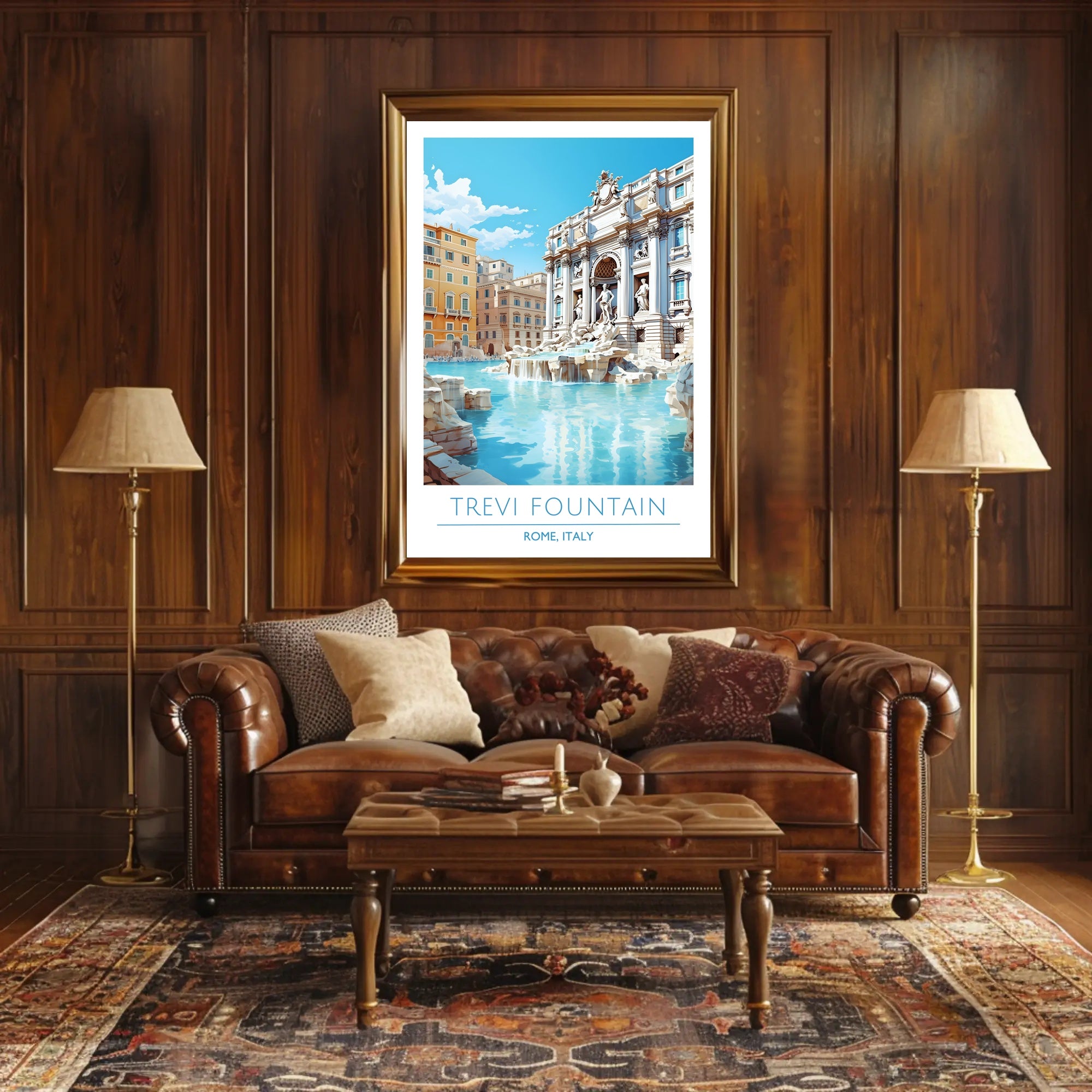 Trevi Fountain Artistry in Rome Travel Poster