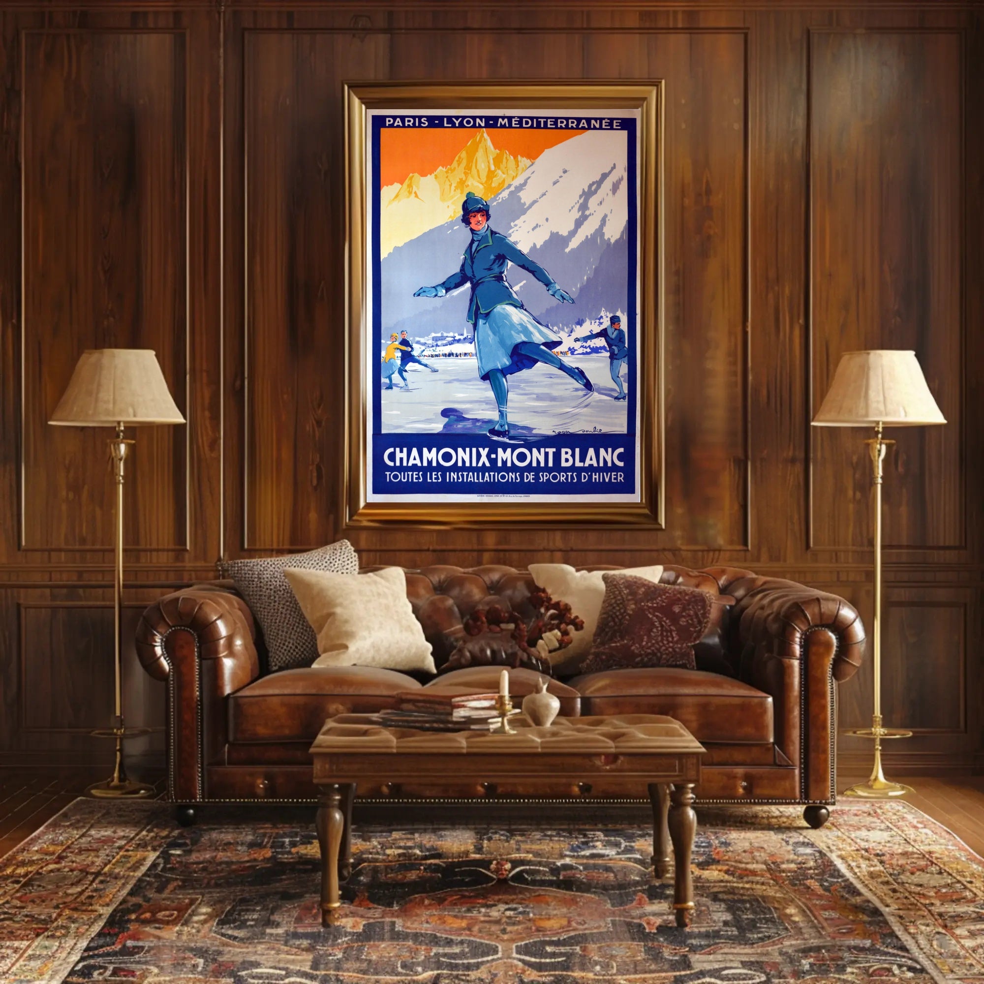Chamonix-Mont Blanc Vintage Winter Sports Travel Poster PosterGoat
