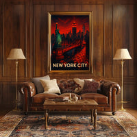 New York City Vibrant Landmarks Poster Modern Wall Art