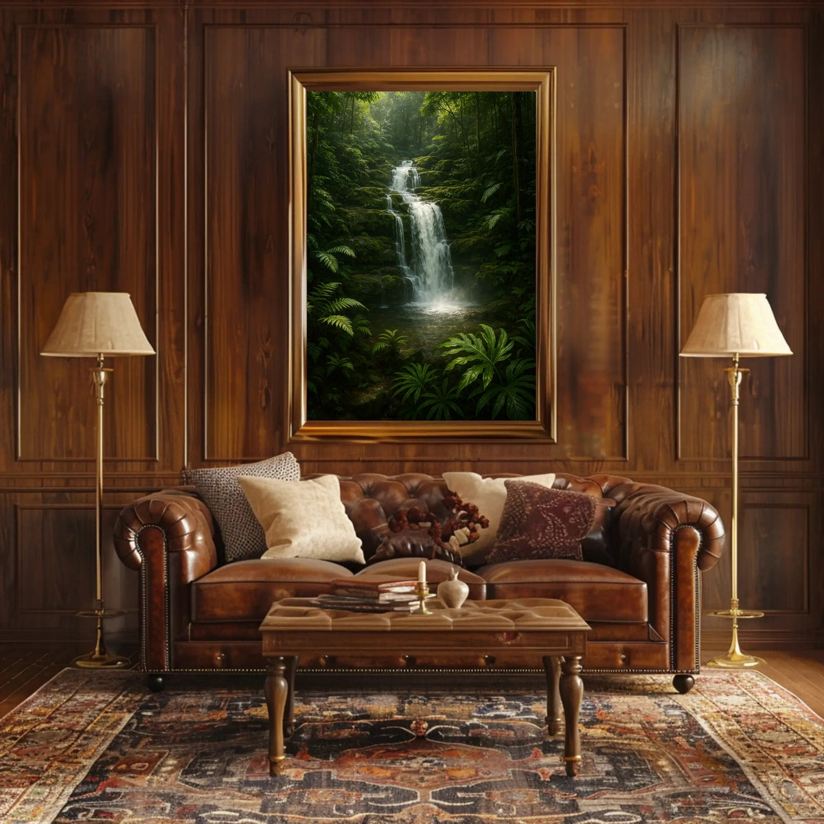 Serene Forest Waterfall Poster