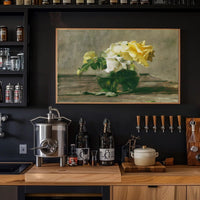 Vase of Yellow and White Roses Poster