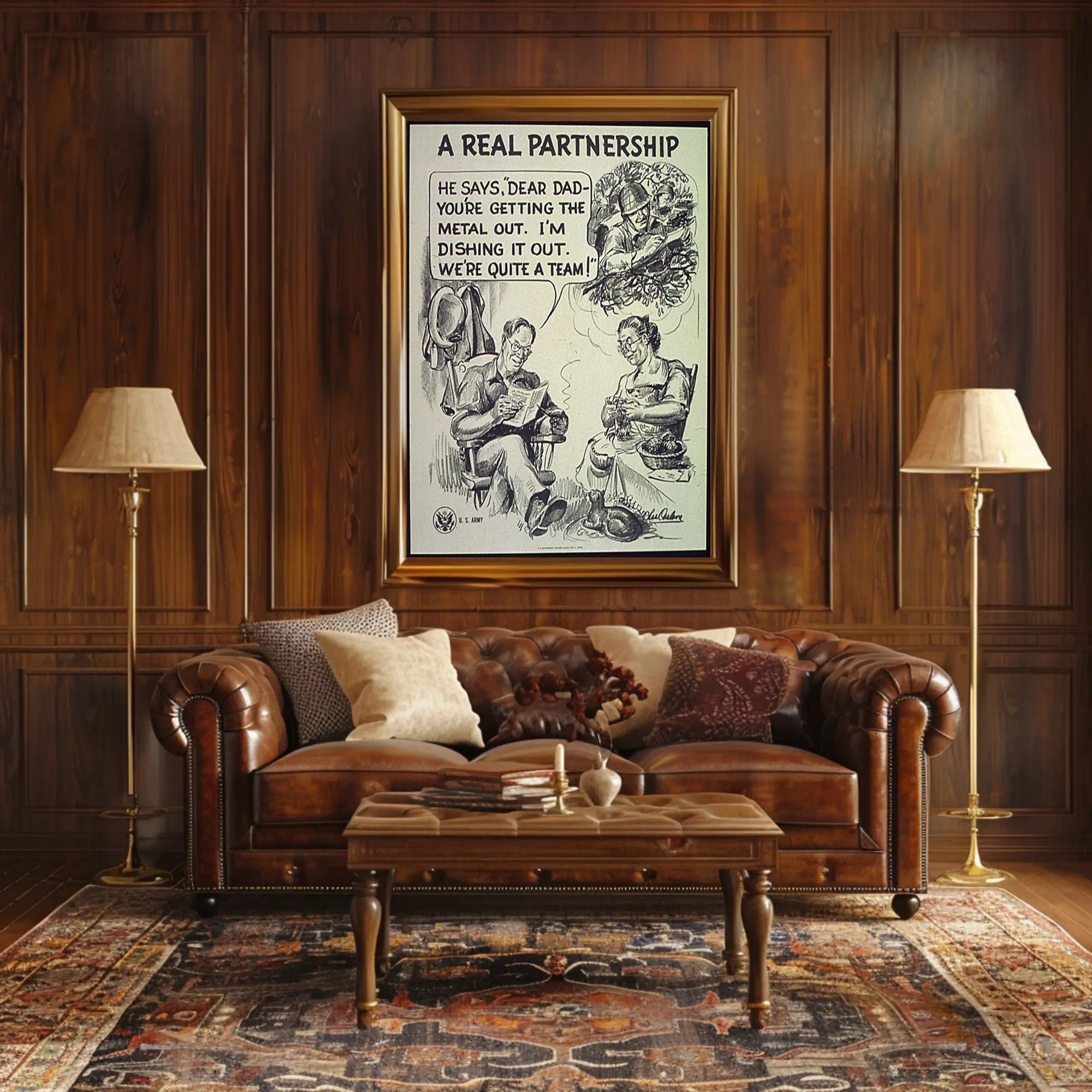 Vintage Soldier and Family WWII Propaganda Poster