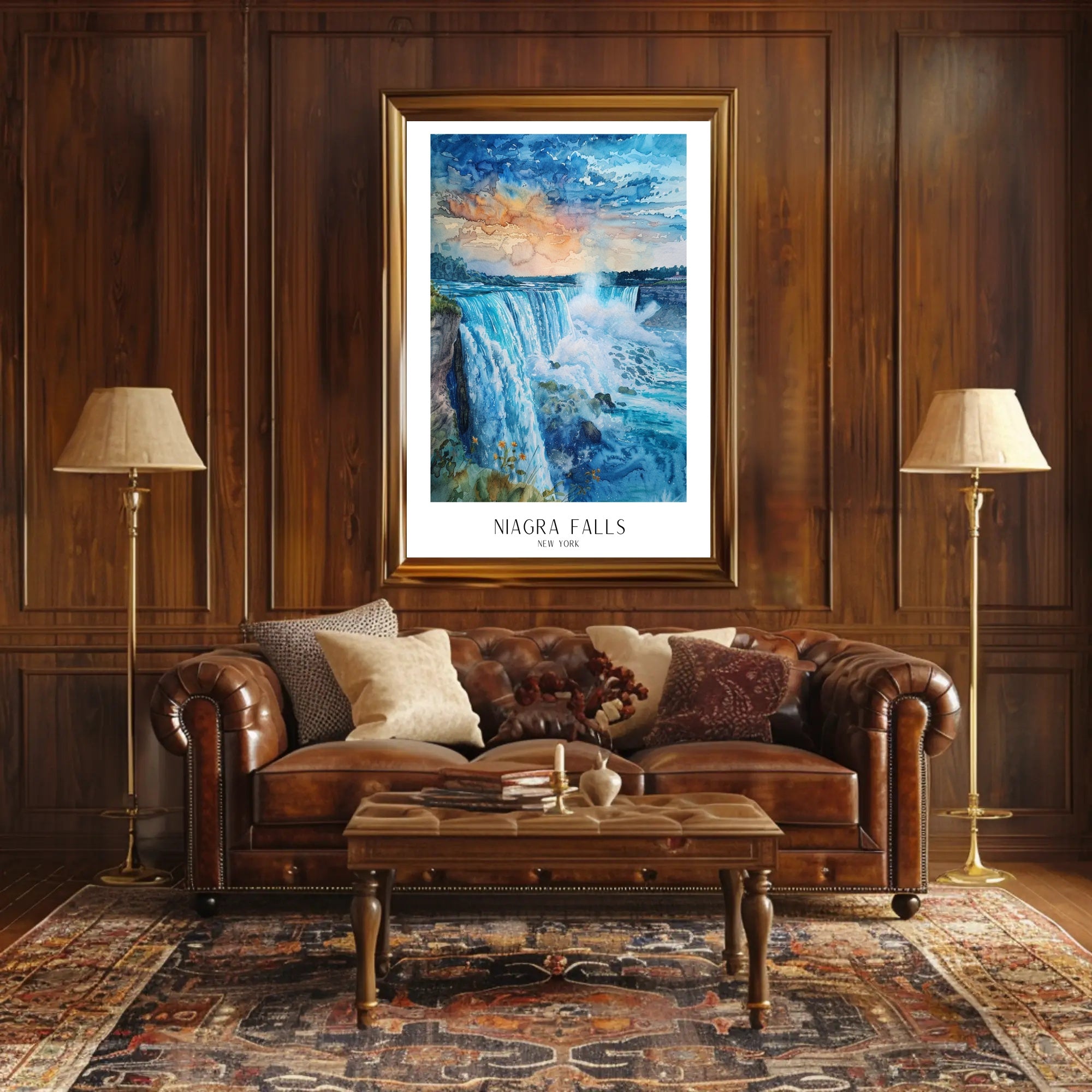 Niagara Falls Watercolor Art Travel Poster PosterGoat