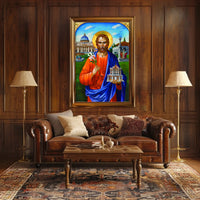 Saint with Lily and Church Iconography Poster