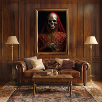 Regal Elegance In Red And Gold Poster PosterGoat