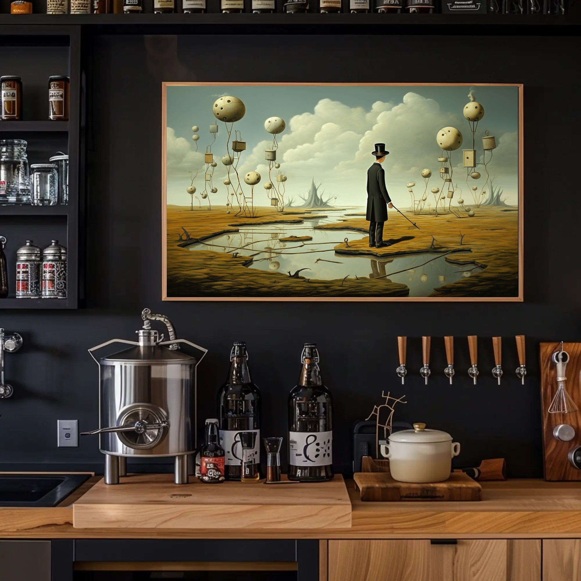 Surreal Dreamscape with 19th-century Figure - Artistic Poster