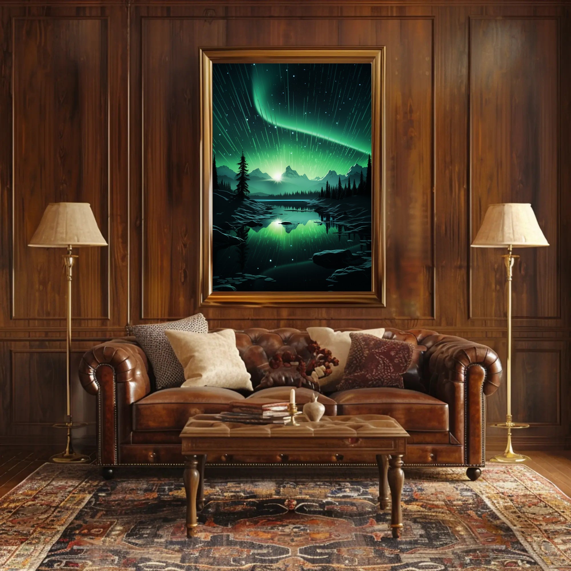 Aurora Over Tranquil Landscape Poster