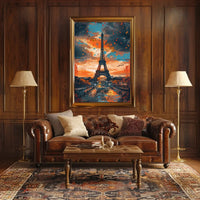 Eiffel Tower Abstract Art Poster: Vibrant Paris Scene