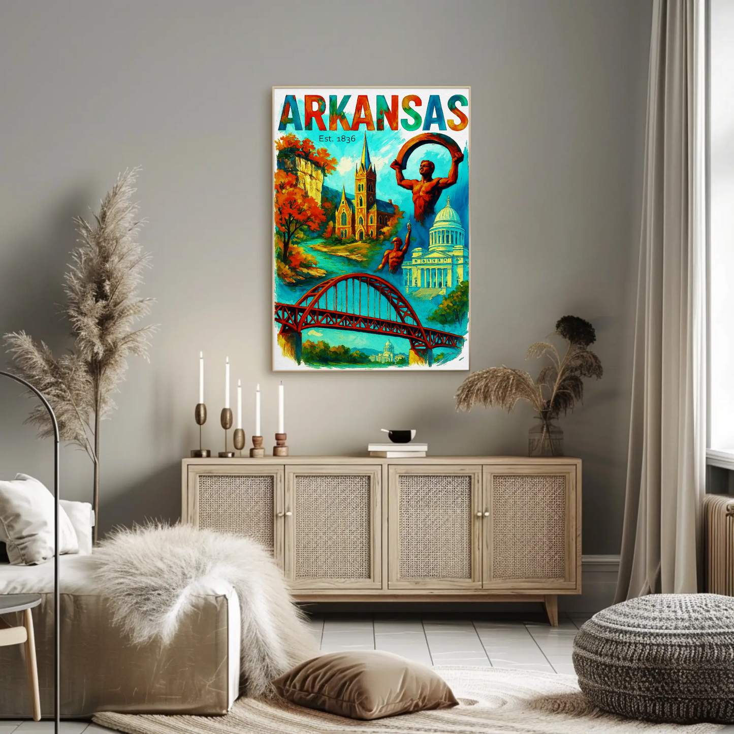 Arkansas Wall Art Vintage Travel Poster